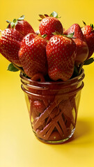 Strawberries in delectated mood and unnatural colors on different background