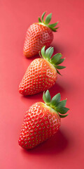 Strawberries in delectated mood and unnatural colors on different background