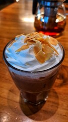 Iced Mocha with Whipped Cream and Almonds