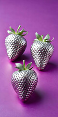 Strawberries in delectated mood and unnatural colors on different background