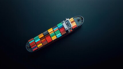 Side view of a massive container ship with cranes unloading goods, essential maritime logistics in global trade