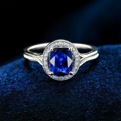 Ultra‑Luxury Sapphire Solitaire Ring on Velvet Display
