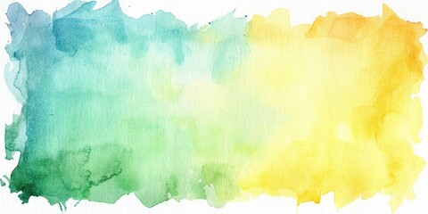 Watercolor Painting Background with Gradient Wash of Yellow, Green, and Blue