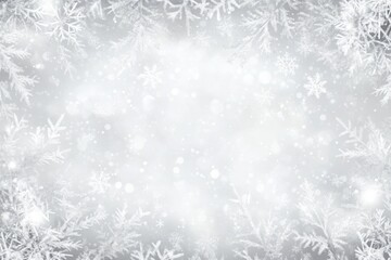 White Snowflake Border With Bokeh Lights Festive Winter Background Design