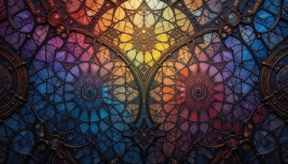 Abstract Colorful Mosaic Pattern with Intricate Geometric Design