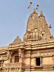 Fototapeta premium Discover the breathtaking artistry of intricate carvings at BAPS Shri Swaminarayan Temple, showcasing stunning craftsmanship and timeless spiritual beauty.