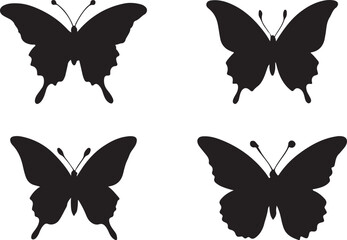 Four elegant butterfly silhouettes in black