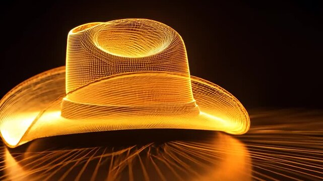 Glowing Cowboy Hat on Abstract Surface