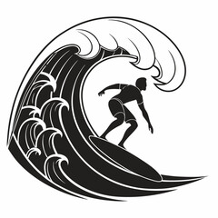silhouette surfer riding wave dynamic pose