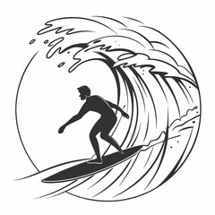 silhouette surfer riding wave dynamic pose