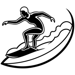 silhouette surfer riding wave dynamic pose
