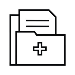 Obraz premium Medical Folder With a Plus Sign Icon in Outline Style on White