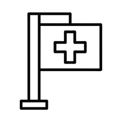 Obraz premium Medical Sign Flag with Plus Icon