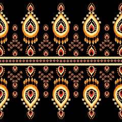 Native Tribal Textile Ethnic Ikat Boho seamless Pattern Design for Background Carpet Wallpaper Clothing Wrapping  