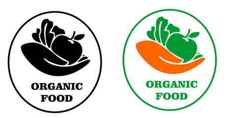 organic food logo with thin line wheat ears