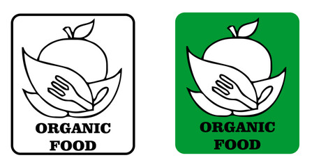 organic food logo with thin line wheat ears