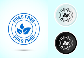 PFAS free icon design illustration, PFAS free label, badge. Proper nutrition symbol in color black and white