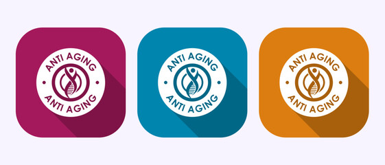 Anti aging icon design illustration. Anti aging sign symbol in shadow button design