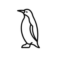 Vector Illustration of Silhouette Outline Penguin Featuring Minimalist and Elegant Design for Wildlife, Nature, and Arctic-Themed Projects