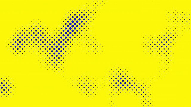 Abstract glowing yellow color halftone motion background. Moving dots seamless loop. Abstract animated dot texture background.	
