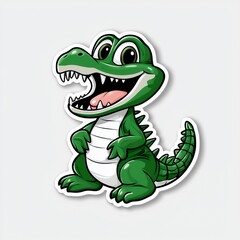 Joyful Green Cartoon Alligator Pixel Art Illustration