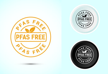 PFAS free icon design illustration, PFAS free label, badge. Proper nutrition symbol in color black and white