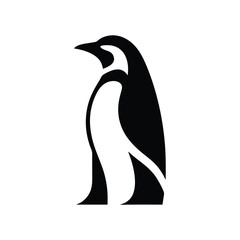Vector Illustration of a Sleek Black and White Penguin Silhouette Featuring a Minimalist and Modern Design for Wildlife Conservation, Branding, and Decorative Projects