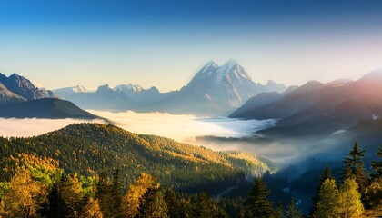 mountain landscape with fog