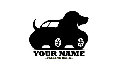 Basic monochromatic silhouette illustration of a charming toy car designed in the shape of a dog with wheels. dog Solid icon, dog solid icon vector design and dog solid icon logo art