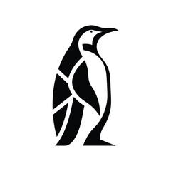 Vector Illustration of a Sleek Black and White Penguin Silhouette Featuring a Minimalist and Modern Design for Wildlife Conservation, Branding, and Decorative Projects