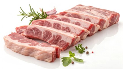 Fototapeta premium Raw pork spare ribs isolated on white backgrounds