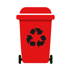 Red Recyclable Trash Can with Wheels