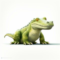 Fototapeta premium Cheerful Green Alligator Cartoon Illustration Featuring Detailed Scales and Friendly Eyes Standing Pose