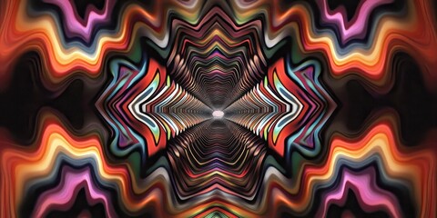 Obraz premium A vibrant, symmetrical design of colorful, wavy stripes.