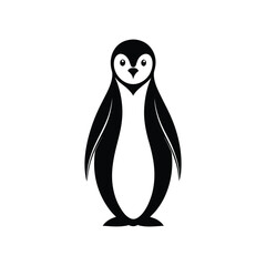 Vector Illustration of a Sleek Black and White Penguin Silhouette Featuring a Minimalist and Modern Design for Wildlife Conservation, Branding, and Decorative Projects