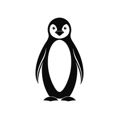 Vector Illustration of a Sleek Black and White Penguin Silhouette Featuring a Minimalist and Modern Design for Wildlife Conservation, Branding, and Decorative Projects