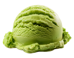 Matcha ice cream scoop isolated on transparent background