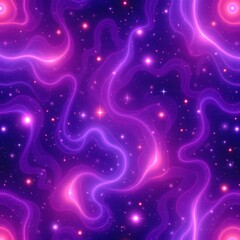 A seamless 3D render of galaxy inspired swirls with stars, nebula fog, and comet trails, in violet and pink tones   tile