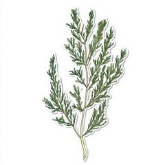 Fototapeta premium Graceful Sprig of Green Foliage a Botanical Illustration Isolated on White for Natural Design