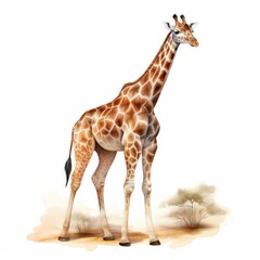 Obraz premium Graceful Giraffe Standing Tall Wildlife Animal Portrait Detailed Illustration Nature Art Africa