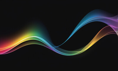 Rainbow Gradient Abstract Curve On Black Background