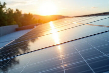 Fototapeta premium A close-up of a roof with both solar panels and a skylight, showing the house’s energy-efficient design