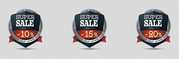 Collection of banners super sale and discount, sticker, sticker, price tag.