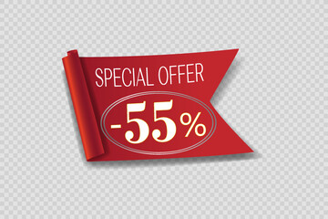 Special offer discount. Sale banner.
