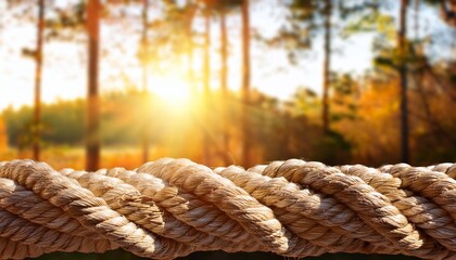 Fototapeta premium thick rope sunlight trees outdoor nature fitness background