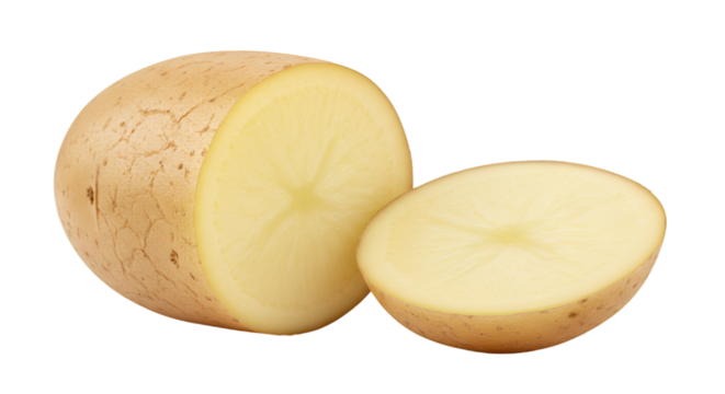 Fresh halved potato food photography