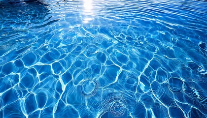 rippling water surface swimming pool abstract art bright blue tone overhead view
