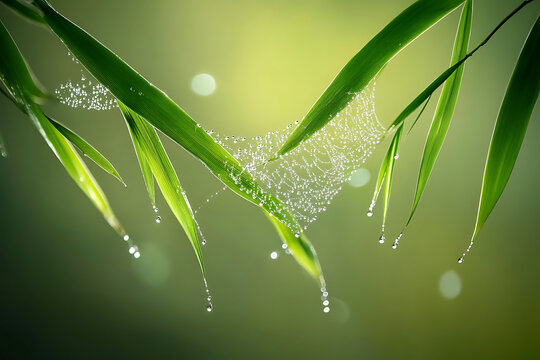 water drops on green leaf