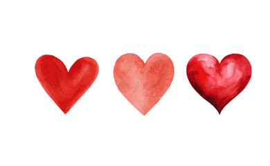 Fototapeta premium watercolor hearts vector icons. Hand painted water color heart shapes.