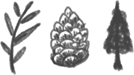 A watercolor vector set featuring pine trees, pine cones, and pine needles, capturing the serene essence of nature.

